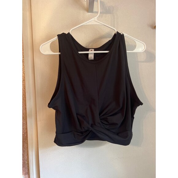 Womens Black Twist Front Sleeveless Crop Top XL 90 Degree By Reflex - Picture 2 of 6